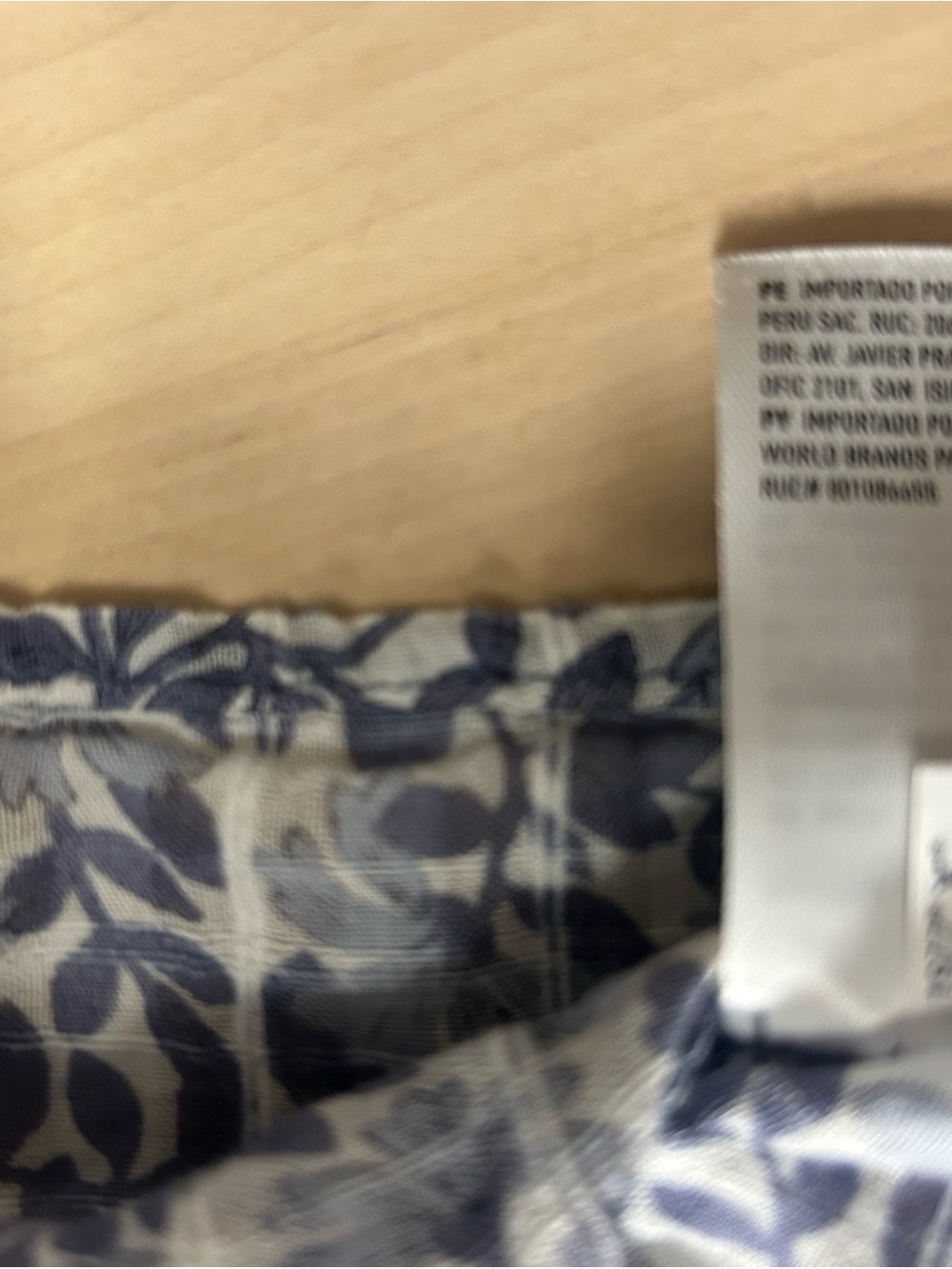 American Eagle Outfitters Blue & White Popover,V-neck Mixed-Print Peasant Blouse - Picture 8 of 8